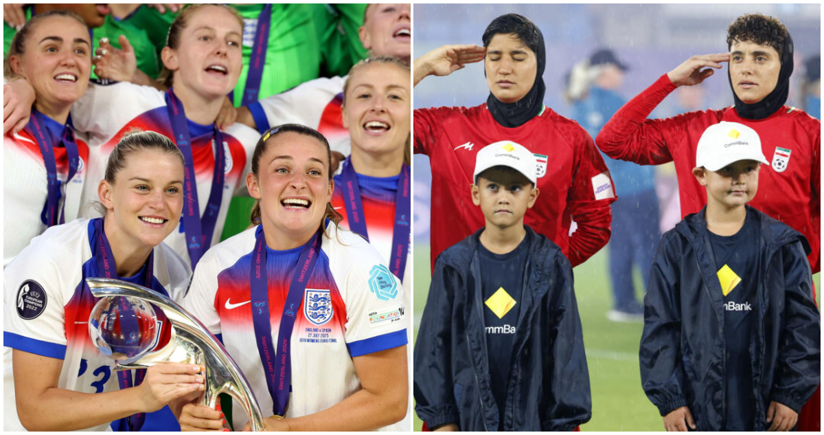 Jugadoras de Inglaterra y de Irán