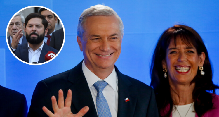 José Antonio Kast junto a Pia Adriazola y en miniatura Gabriel Boric