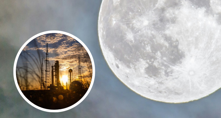 Foto de la Luna y de la misión Artemis II