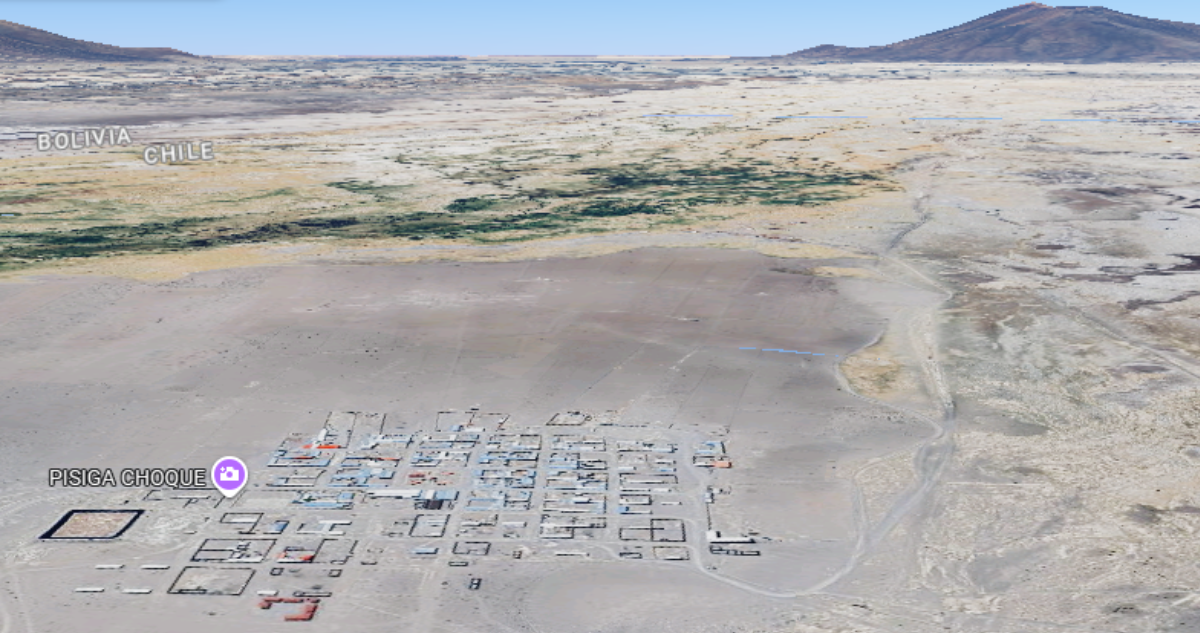 Captura de Google Maps que muestra la localidad de Pisiga Choque, Colchane, Chile. 