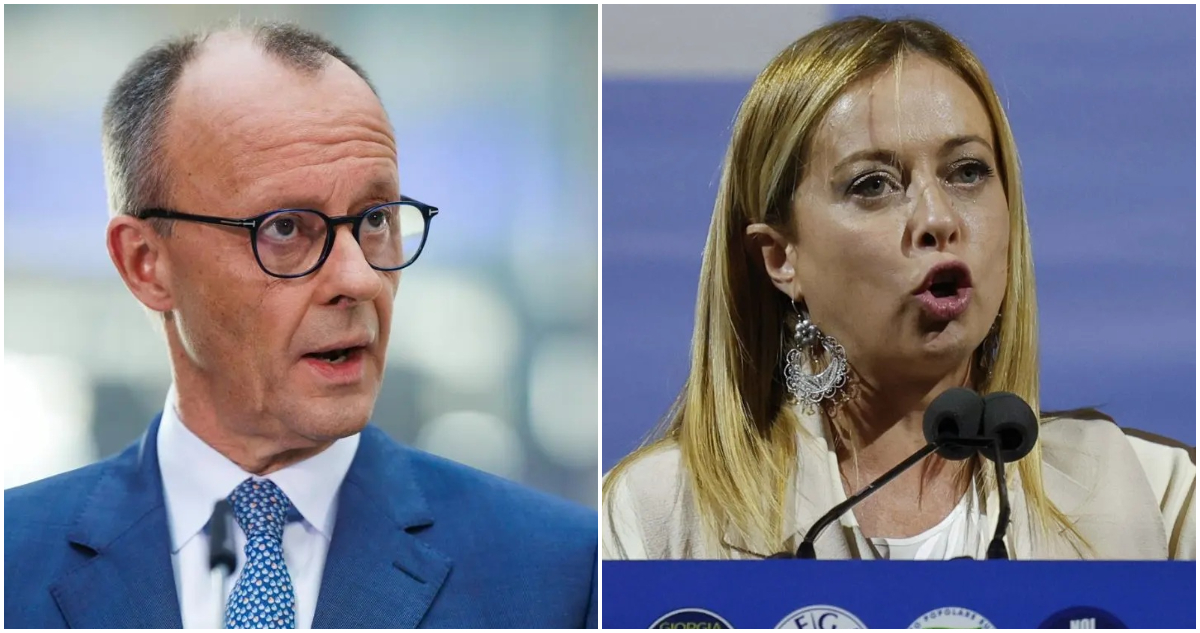 Los líderes de Alemania y de Italia, Friedrich Merz y Giorgia Meloni, respectivamente