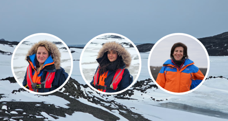 Científicas en la Antártica: Julieta Orlando, Nayla Serey y Léa Cabrol