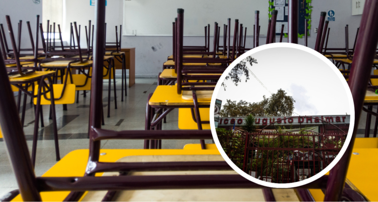 Imagen de contexto de sala de clases. Y foto del liceo Augusto D’Halmar.