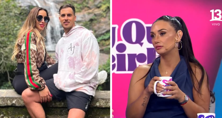 Pamela Díaz junto a foto de Marité Matus y Camilo Huerta