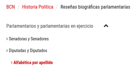 Fichas parlamentarios en ejercicio