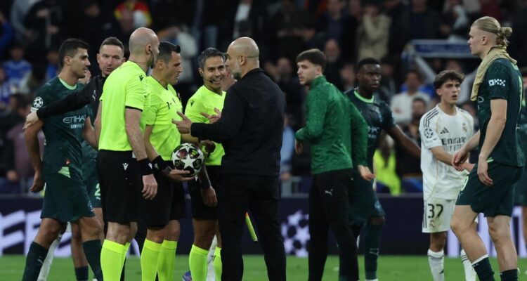 Pep Guardiola enojado por la derrota del Manchester City ante Real Madrid