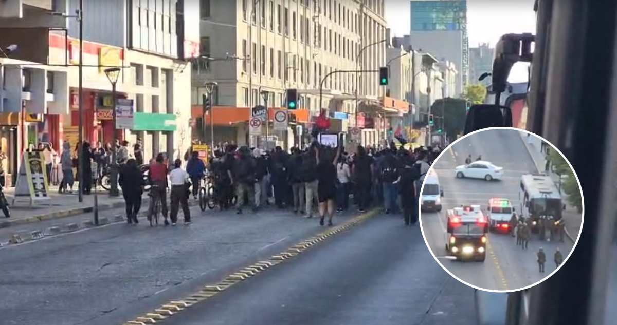 Al menos 4 detenidos tras marcha antifascista en centro de Concepción, en plena asunción de Kast