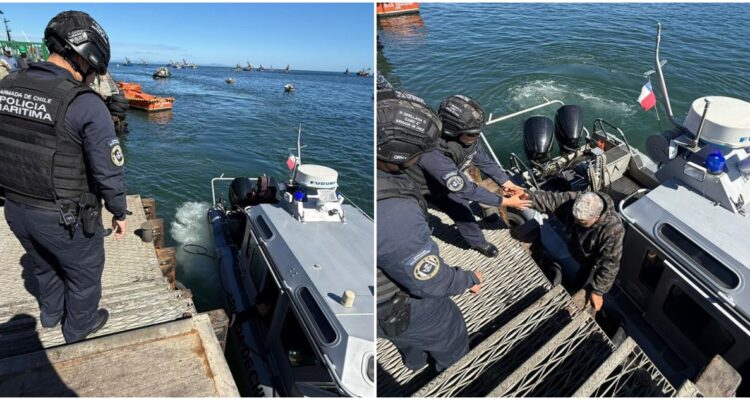 Rescate de pescadores tras hundimiento de lancha en Arauco