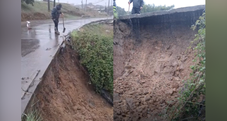 Sistema frontal genera deslizamiento de tierra en cerro Zaror de Talcahuano: tránsito está restringido