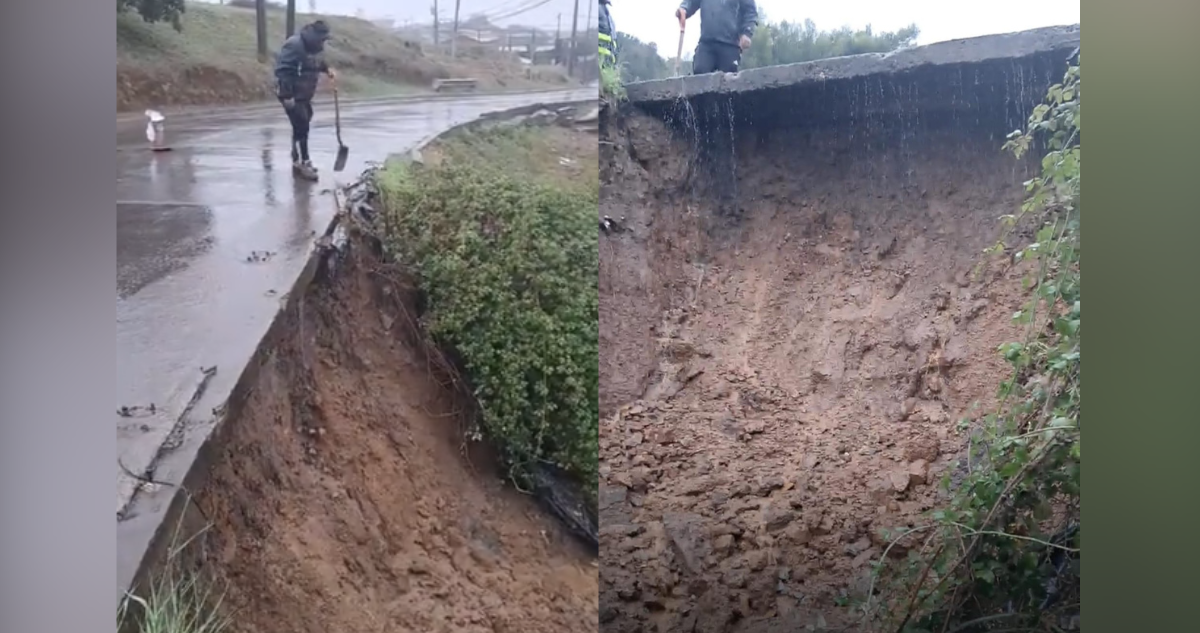 Sistema frontal genera deslizamiento de tierra en cerro Zaror de Talcahuano: tránsito está restringido