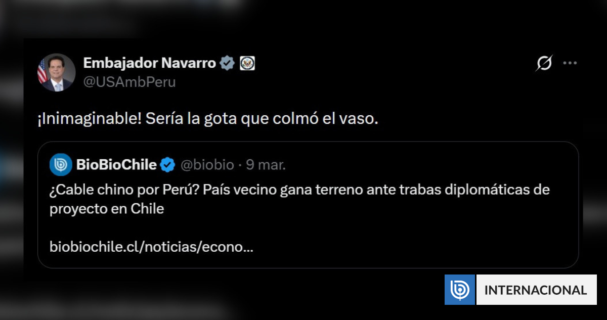 "Sería la gota que colmó el vaso": embajador de EEUU rechaza que cable chino pase por Perú