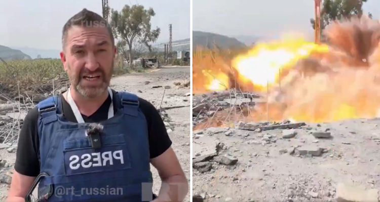 VIDEO | El momento en que reportero inglés casi muere tras impacto de misil israelí en el Líbano