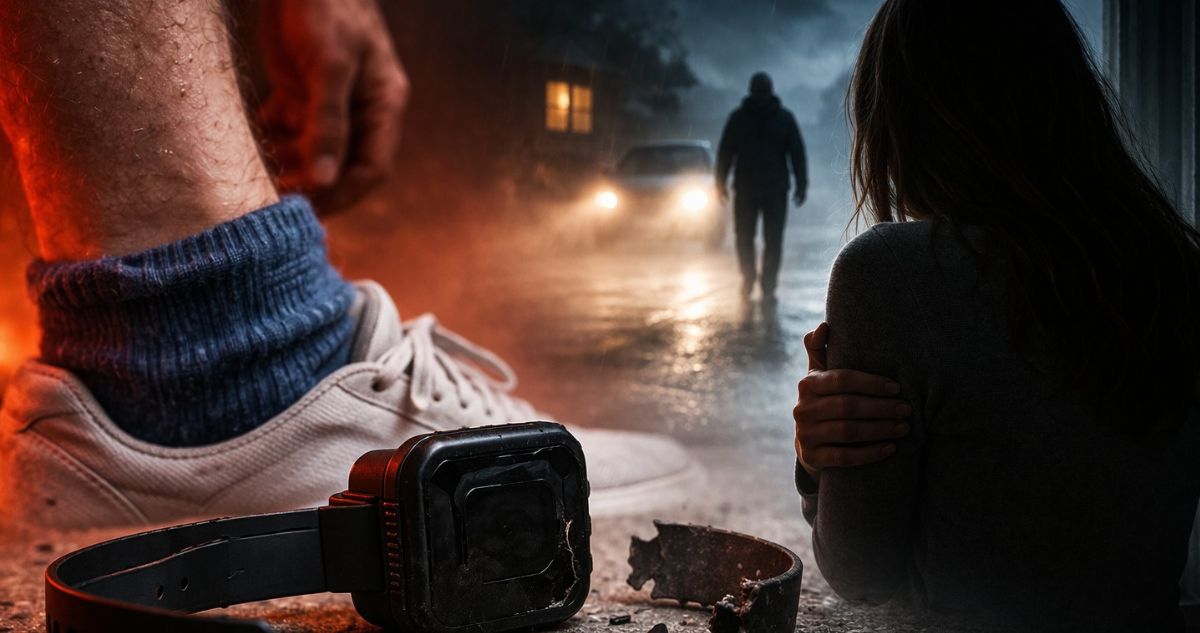 Mujer asustada por hombre que se sacó la tobillera