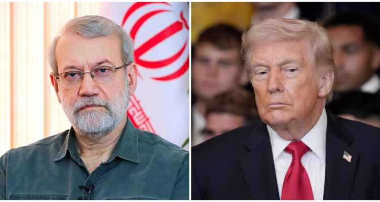 El jefe de seguridad iraní Ali Lariyani y el presidente de EEUU, Donald Trump