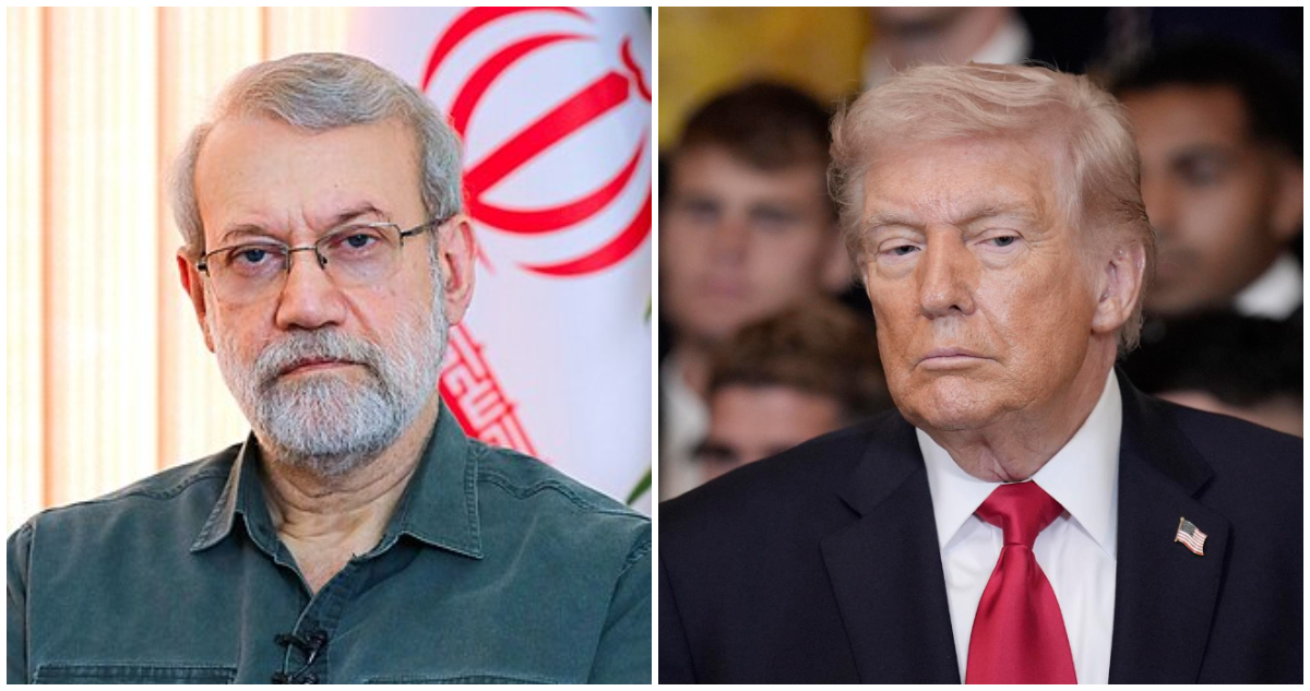 El jefe de seguridad iraní Ali Lariyani y el presidente de EEUU, Donald Trump