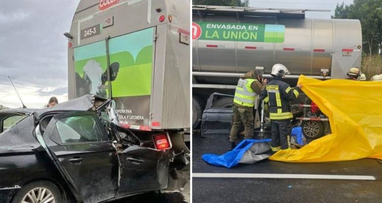 Un padre y sus dos hijos mueren en fatal choque contra camión en ruta que une Los Ríos y Los Lagos