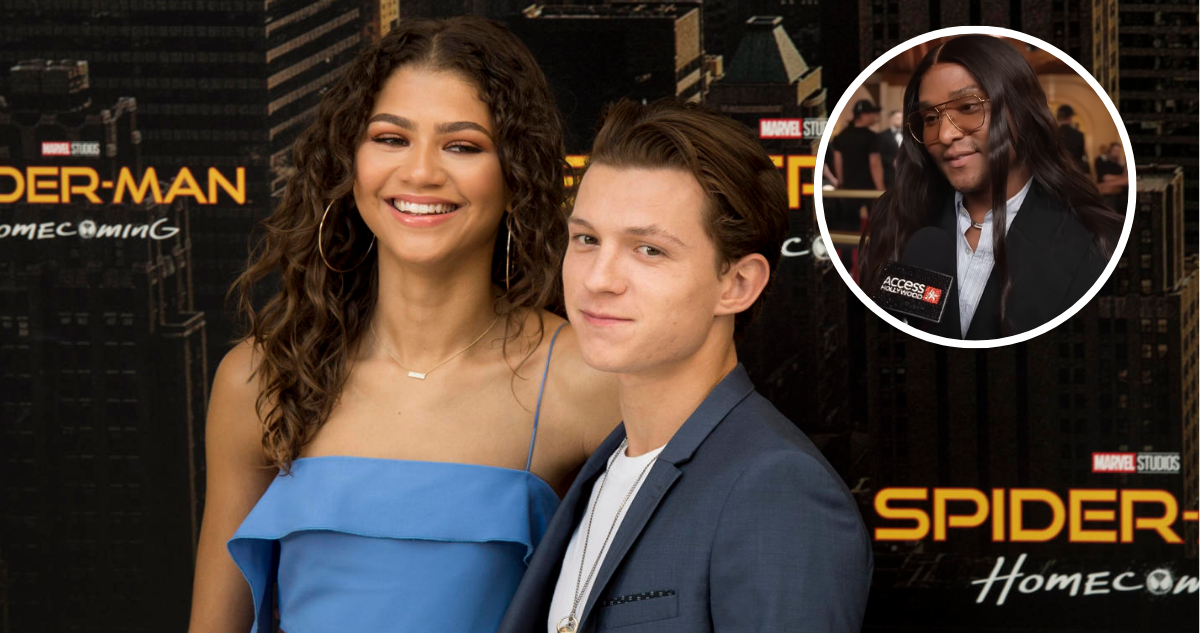 Zendaya junto a Tom Holland y en miniatura su estilista Law Roach