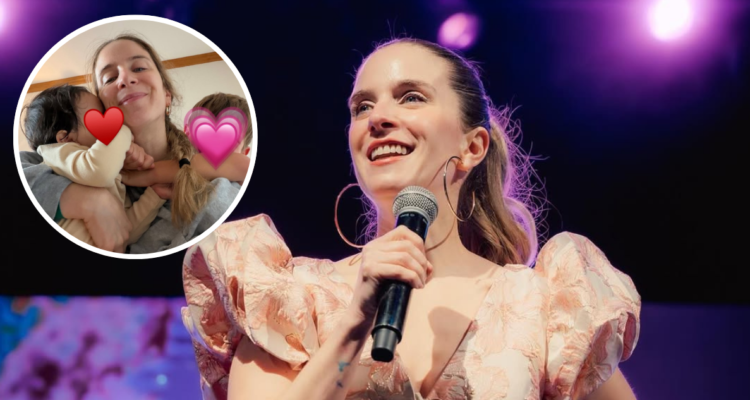 Alison Mandel junto a sus hijos Mila y Baltazar