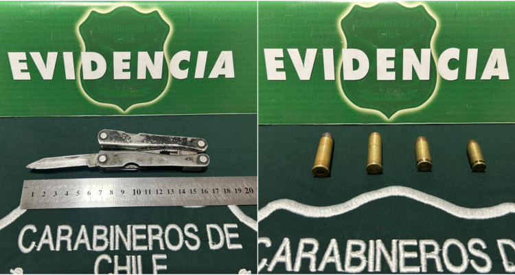 Detienen a hombre que caminaba con arma blanca y municiones en La Reina