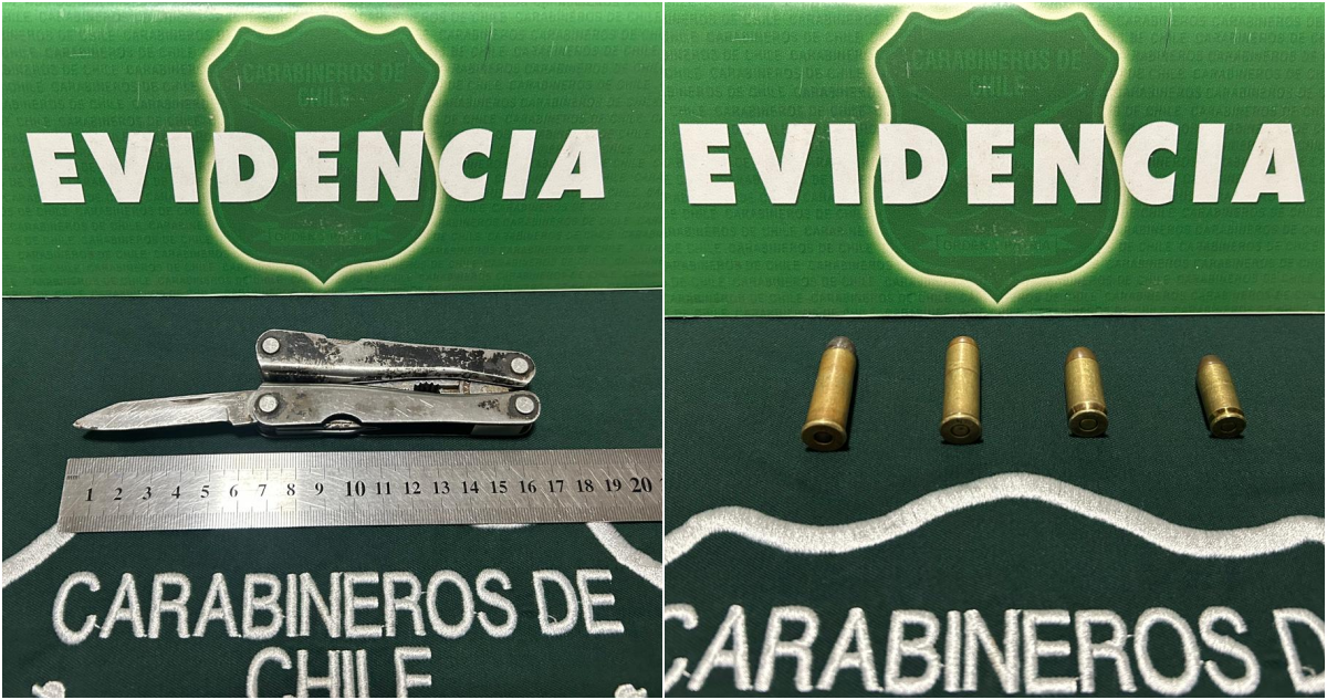 Detienen a hombre que caminaba con arma blanca y municiones en La Reina