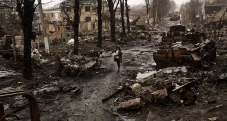 Una ciudad ucraniana tras ser atacada por Rusia