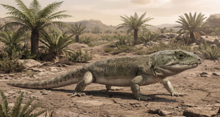 Ilustración de un Captorhinus para ilustrar nota sobre el fósil de hace casi 300 millones de años podría revelar cómo evolucionamos para respirar