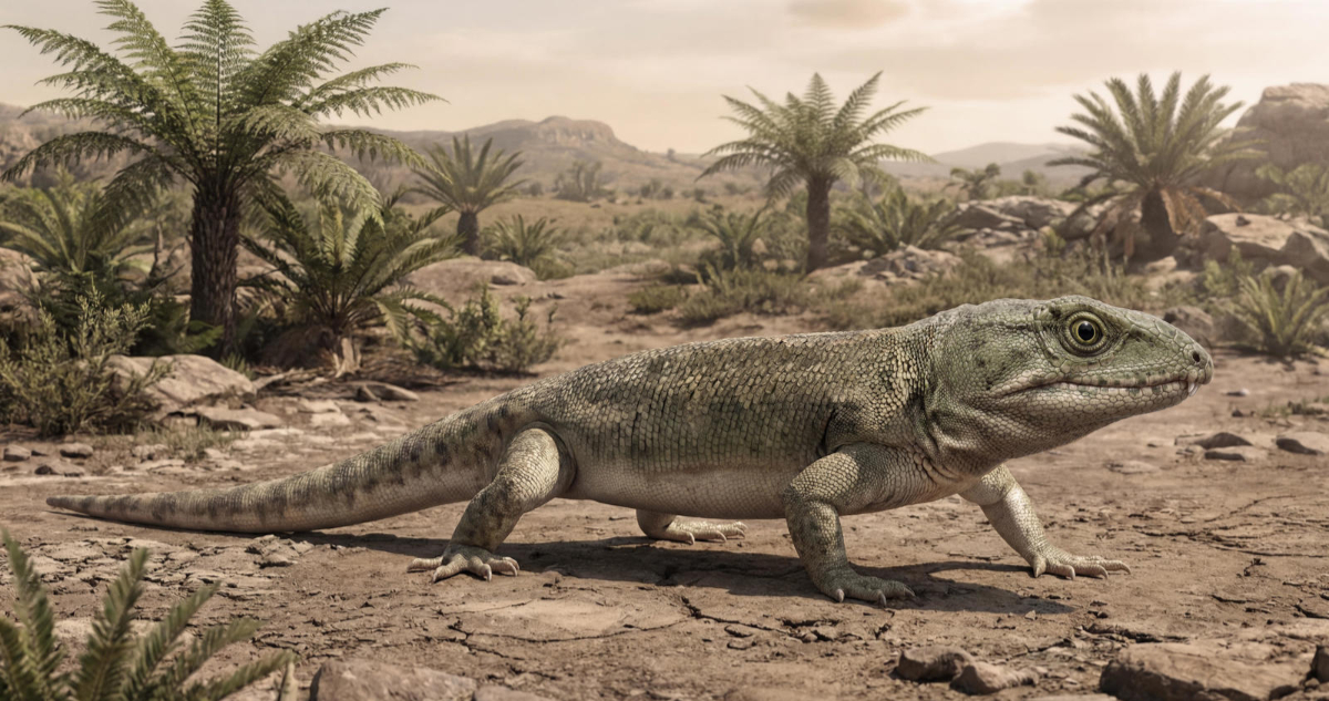 Ilustración de un Captorhinus para ilustrar nota sobre el fósil de hace casi 300 millones de años podría revelar cómo evolucionamos para respirar
