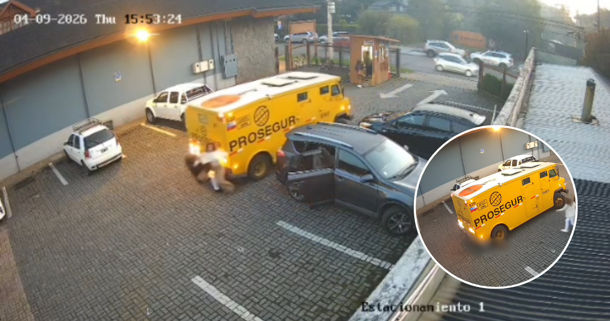 VIDEO | Camión de Prosegur a dos mujeres en multitienda en Pucón: una quedó grave