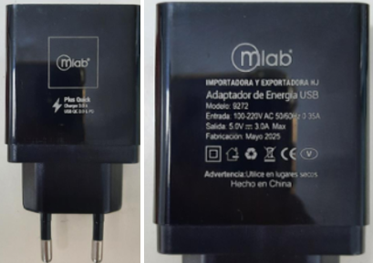 Cargador de Celular USB MLAB, modelo 9272, años 2023-2025.