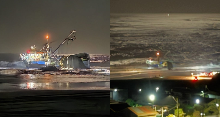 VIDEO | Barco de pesca encalla en playa de Cobquecura: al menos 11 tripulantes rescatados