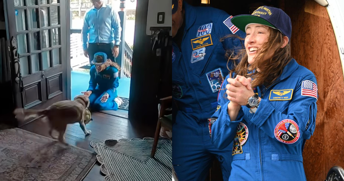 Fotos de Christina Koch y su perrita Sadie