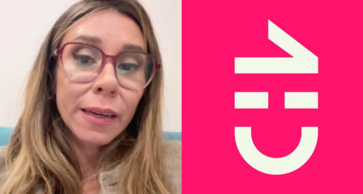 Foto de Cecilia Gutiérrez y el logo de CHV