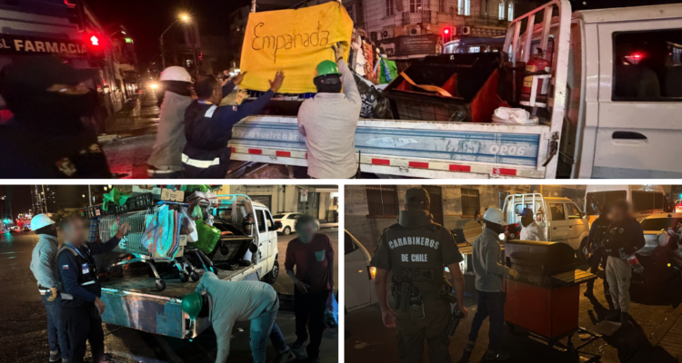 Operativo nocturno termina con 6 parrillas y 4 carros de comida incautados en el centro de Antofagasta