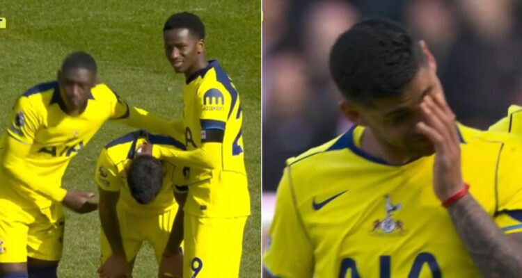 Cuti Romero llorando tras lesionarse con Tottenham