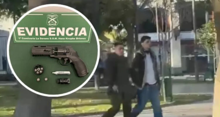 Detienen a joven de 18 años sorprendido con arma en Plaza de Armas de La Serena