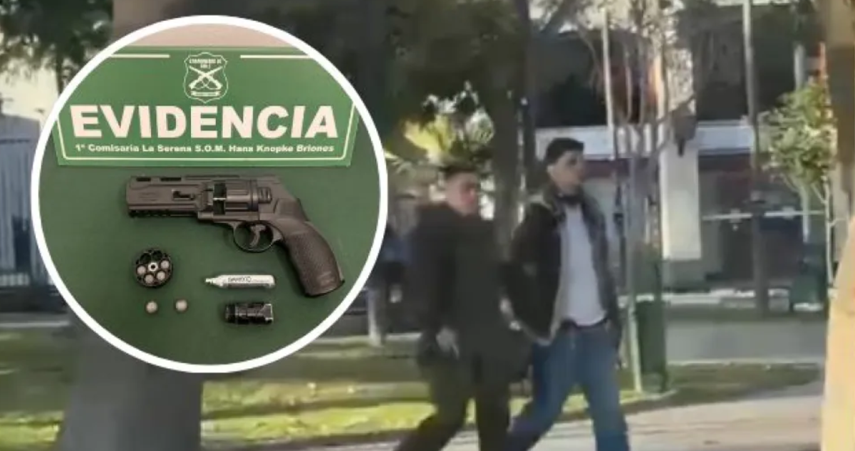 Detienen a joven de 18 años sorprendido con arma en Plaza de Armas de La Serena