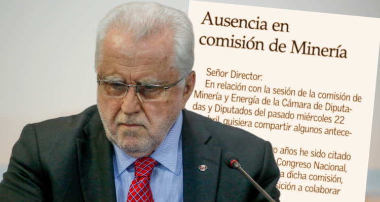 Máximo Pacheco justifica ausencia a Comisión de Minería en “cambio de hora de sesión y compromisos”