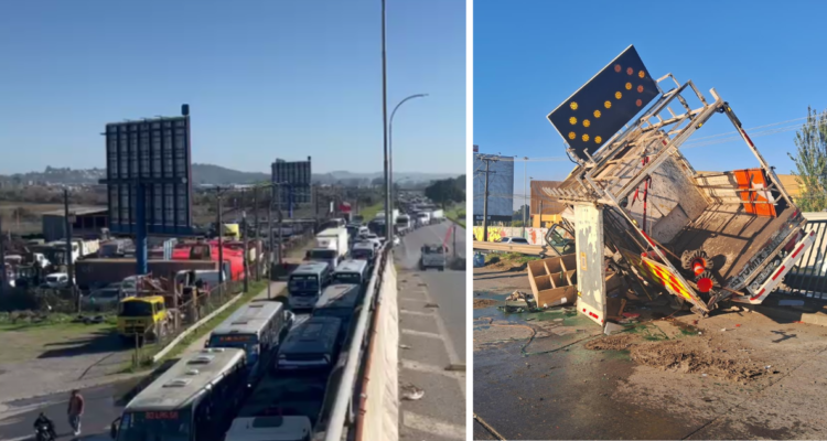 Video muestra taco kilómetrico tras grave accidente en autopista Concepción – Talcahuano