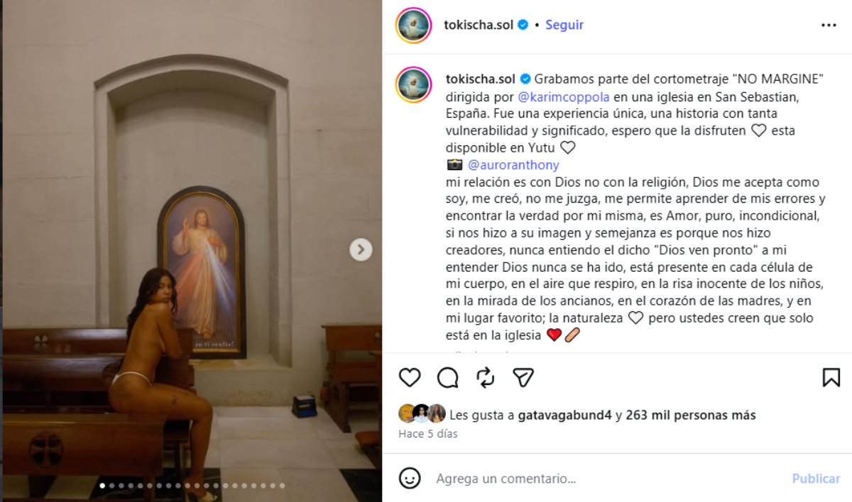 Demandan a Tokisha por foto semidesnuda en "basílica sagrada": obispado pide eliminar imagen