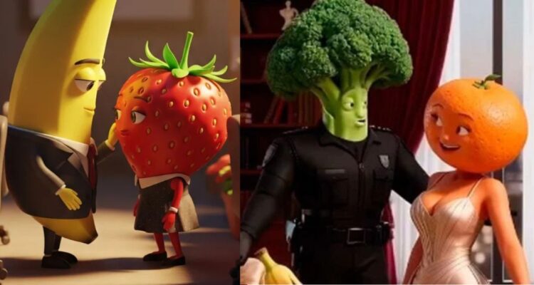Plátanos infieles y frutillas despechadas: las cuestionadas “frutinovelas” con IA conquistan las redes