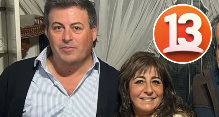 Helhue Sukni junto a su hermano Karim Sukni y logo de Canal 13