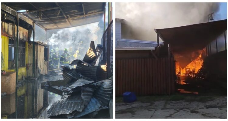 VIDEO | Bomberos controla incendio que afectó a dos viviendas y oficinas de una capilla en Concepción
