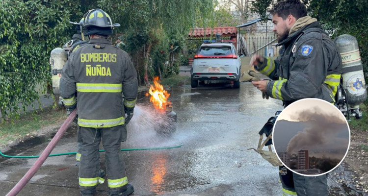 Incendio destruyó parcialmente a dos viviendas en Macul: siniestro generó gran columna de humo