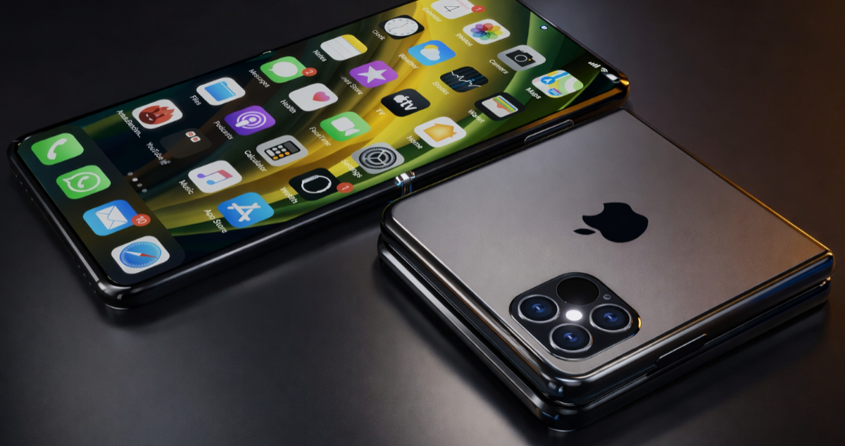 Imagen de referencia de cómo se vería el iPhone plegable