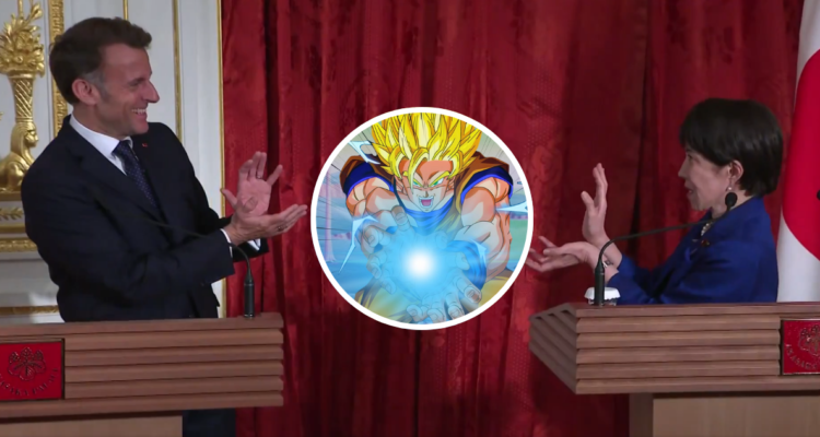 Macron y Sanae Takaichi cierran rueda de prensa con mítico Kamehameha de Dragon Ball