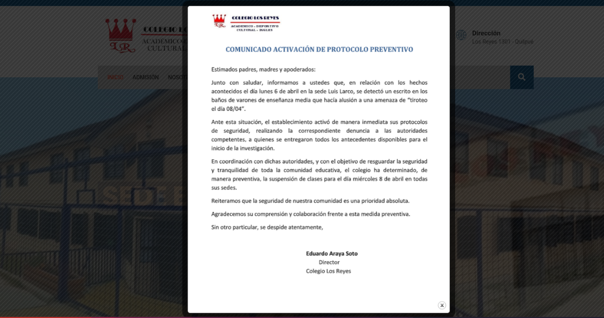 Mensajes que anuncian “tiroteos” aparecen en cinco colegios y activan protocolos en Valparaíso