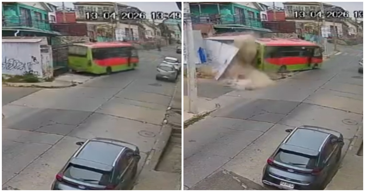 Micro choca contra casa en Valparaíso