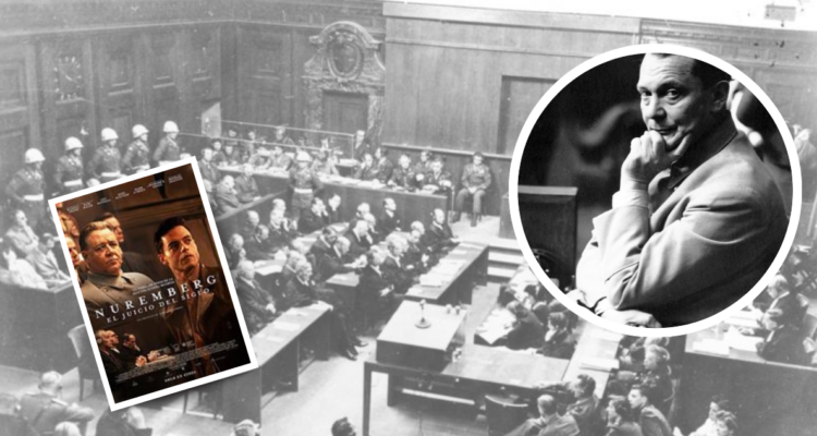 Afiche de la película Nuremberg, foto de archivo de los Juicios de Nuremberg y de Hermann Göring.