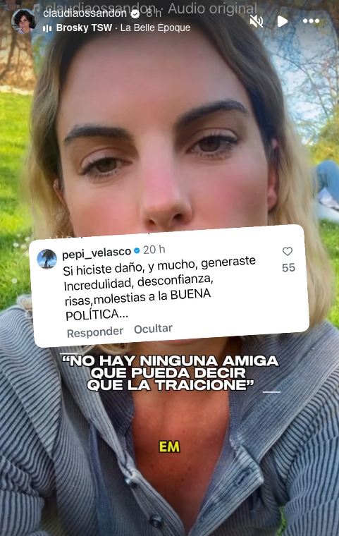 Comentario de Pepi Velasco a Maite Orsini