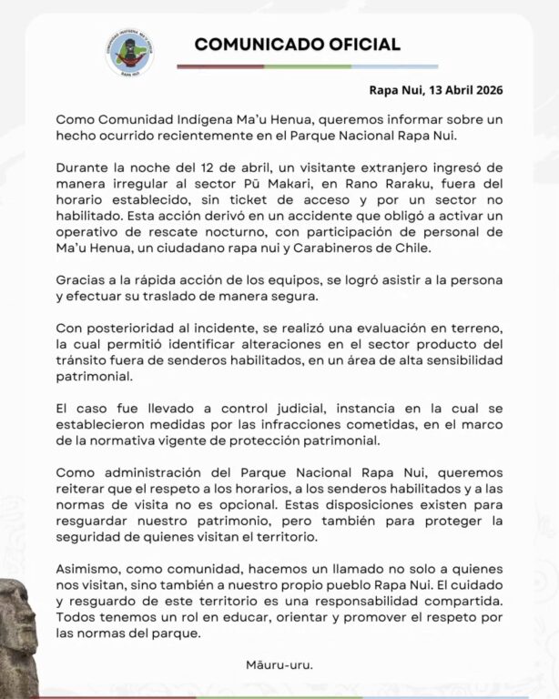 Parque Nacional Rapa Nui turista